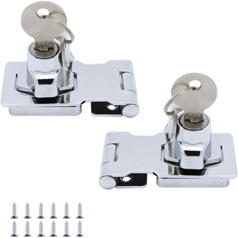 (2 pack) Moraillon de Verrouillage en Métal 65mm Boulon de Porte Loquet Boucle avec Cadenas et Clé - Quincaillerie Chromée pour Verrouiller la Remise Portes Armoires Boites Meubles (1/5)