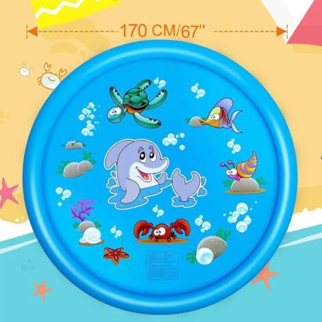 NINGESHOP Tapis D’eau Splash 170 Cm – Jet Réglable, Antidérapant – Jeu Extérieur Jardin Pelouse – Dès 3 Ans – Idéal Pour Enfants Et Chiens