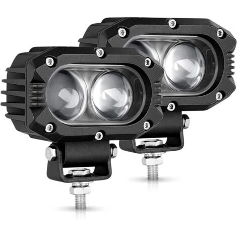 2PCS Phare de Travail LED 4 Pouces 80W 9600LM Projecteur Phares Longue Portee Led Moto 4x4 Antibrouillard LED Feux Additionnel Barre pour Moto, Voiture, Tracteur, Camion, SUV, Bâteau, Caravane (1/5)