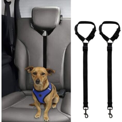 Lot de 2 Ceintures de sécurité pour Chien pour Voiture, Ajustable Animaux Ceinture de sécurité pour Voiture, pour Toutes Les Races de Chiens, Chats, appuie-tête de Voiture (1/5)