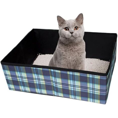 Litière pliante pour chat, facile à transporter et à nettoyer, adaptée au camping en famille, peut être utilisée comme niche pour animaux de compagnie, 39x29x14cm (1/5)
