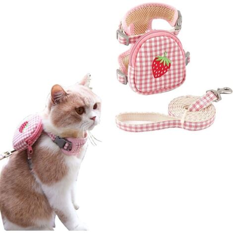 Harnais pour chat, harnais réglable avec laisse, harnais pour chat, sac à dos anti-fuite, harnais pour promenade en plein air (1/5)