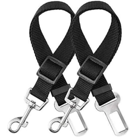 Ceinture Chien Voiture,【2 Pièces】 Harnais Voiture Chien Voiture Universel, Ceinture de Sécurité Chien Indéchirable Durable Réglable 50-90cm pour Tous Les Chiens et Chats, Nylon Noir (1/5)