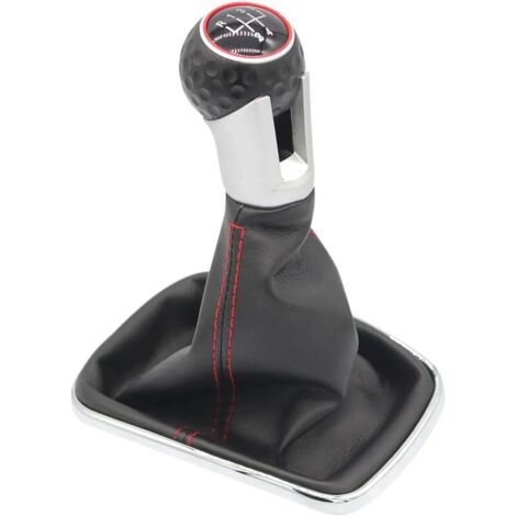 Pommeau de levier de vitesses 5 vitesses pour VW Golf 4 – Soufflet en cuir noir rouge – Ø 12 mm – Installation plug-play facile - GOLF 4 IV
