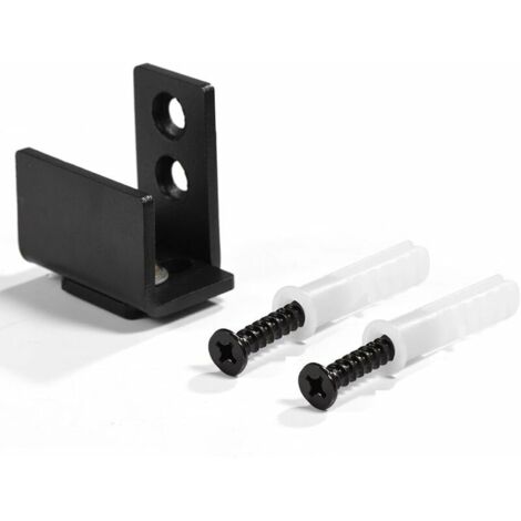 fixée au mur avec guide de porte de grange coulissante en acier au carbone noir pour guidage au sol pour usage intensif avec vis (1/5)