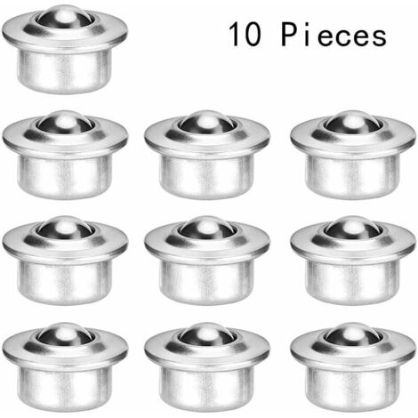 Lot de 10 roulettes pivotantes sur bille en acier au carbone – Capacité de rotation 360° – Fixation sans vis – Pour systèmes de transmission