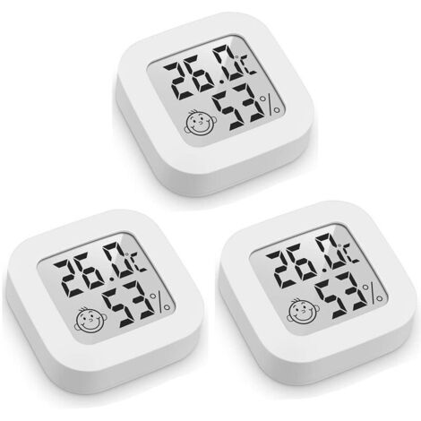 Thermomètre Hygrometre Intérieur, 3PCS Mini LCD Thermomètre Hygromètre Digital à Haute Précision, Thermomètre d'intérieur Exterieur Mural Pour Maison Pour Maison, Bureau, Chambre Bébé, Couveuse Cave (1/5)