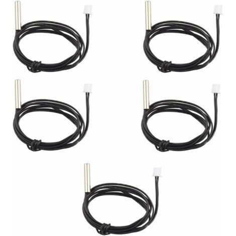 Lot de 5 sondes de capteur de température étanches NTC 10 K 1 % 3950 Thermistor, câble d'extension de 1 m, détecteur de température, jauge pour climatiseurs de voiture/réfrigérateurs (1/4)