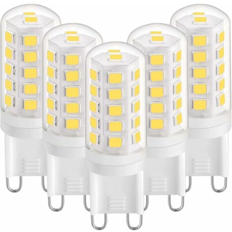 Ampoule LED G9 3W Blanc Naturel 4000K, Ampoules LED G9 420LM, Équivalent à une Ampoule Halogène 28W 40W, Ampoules LED G9 Maïs pour Lampe de Bureau, Anti-Flicker, AC 220-240V, Paquet de 5 (1/5)