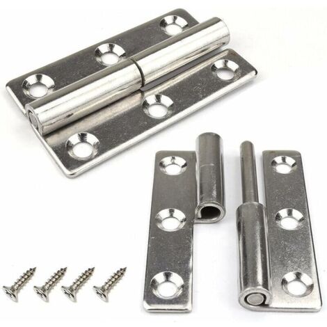 Lot de 4 charnières de porte à soulever - 6,3 cm - Robustes - Amovibles - En acier inoxydable 304 - Pour portes intérieures et extérieures(Pour Gaucher) (1/4)