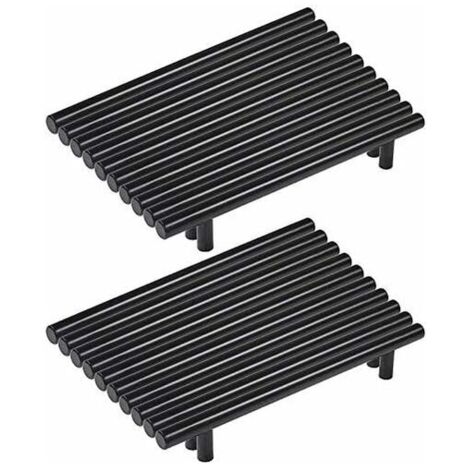 Lot de 20 poignées de meuble en acier inoxydable noir – Entraxe 160mm – Ø 12mm – Pour tiroirs et armoires – Vis incluses (1/5)