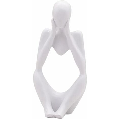 La Statue du penseur, Résine Penseur Sculpture Abstraite Statue Caractère Moderne Figurines Accueil Décor Bureau de Bureau Ornement d'anniversaire Cadeaux Blanc (1/5)