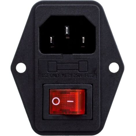 Prise alimentation mâle interrupteur module admission 3 broches 10A 250V C14 IEC320 (1/5)