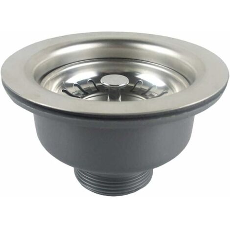 Bonde évier sans trop plein – Panier inox 114 mm – Acier inoxydable – Finition satinée anti-rayures – Compatible éviers en granit et céramique (1/5)