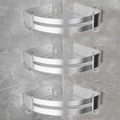 Lot de 3 Etagères de Douche en Aluminium avec Crochets sans Perçage Etagère d’Angle de Douche (1/5)
