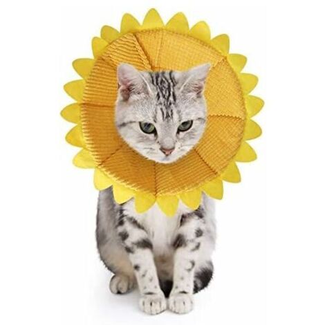 Collerettes pour Chiens Chat Anti-Morsure Protection Ajustable Collier de Récupération Comfy Cone pour Chiens et Chat avec Adorable Motif de Tournesol Jaune(S) (1/5)