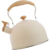Bouilloire Sifflante INOX Bouilloire sifflante 2.5L avec théière de pique-nique de cuisine avec manche en bois pour cuisinières à gaz à induction