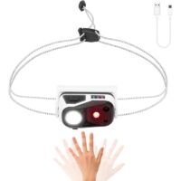Lampe frontale à LED, lampe frontale rechargeable par USB Highlight Wick Headlight avec 4 modes, détecteur de mouvement