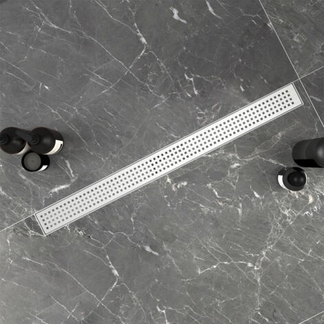 60cm Linear Shower Drain Square Pattern Stainless Steel Wetroom Channel Gully Trap Waste