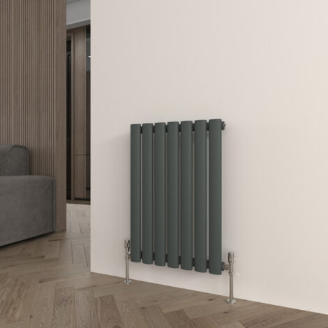 Single Radiator Bottom Entry T&K Horizontal Anthracite Single Radiator Oval Column Designer ...