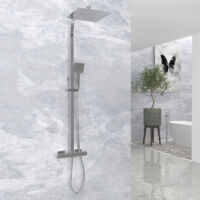 Chrome Thermostatic Shower Mixer Set Square Shower Kit 10 Inch Stainless Steel Overhead Shower Brass 38°C Thermostatic Valve
