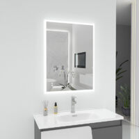 T&K Illuminated Bathroom LED Mirror 100x70cm, With Anti-Fog, 3-Colours Dimmable, Adjustable Brightness, Touch Control&Memory Function