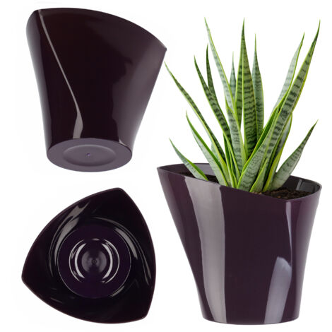 KADAX Vaso Con Sottovaso In Plastica Textured - Forma Rotonda - Colore Crema 19 Cm - Fioriera Per Interni - 6