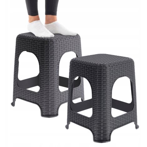 KADAX Plastic Stool, Step Stool, Up To 120 Kg, Rattan Stool With Non