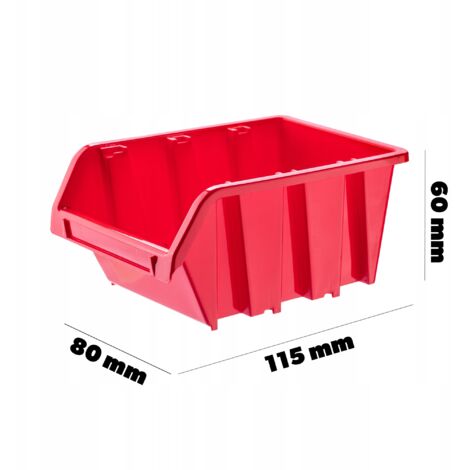 KADAX workshop stacking box, made of PP plastic, red, 20 pieces, 115 x ...