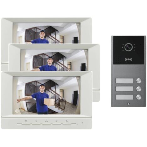 Portier vidéo Couleur pour immeuble 3 logements ou 3 Appartements