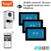 Visiophone connecté avec 3 écrans pour maison à étage avec lecteur de badges