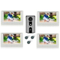 Visiophone avec 4 Écrans pour maison à Étages avec lecteur RFID sur platine de rue