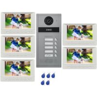 Visiophone Couleur Pour 5 Logements, 5 Appartements Avec Lecteur Rfid Intégré
