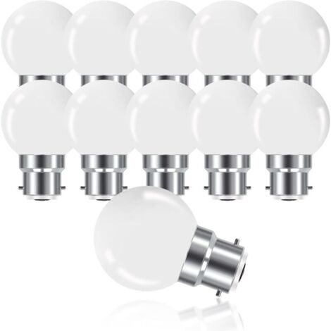 Ampoule LED à Baïonnette B22 3W,Ampoule Mini Globe Golfball B22 G45,Blanc Chaud 3000K,280LM,Non Dimmable,Lot de 10 [Classe énergétique G] (1/5)