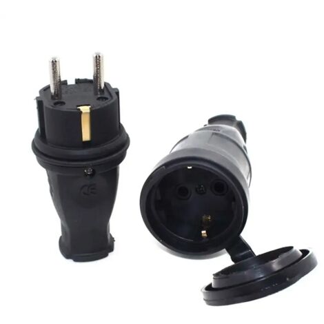 Prise électrique étanche en caoutchouc EU, connecteur européen mis à la terre avec couvercle IP44 pour bricolage d'alimentation 16a 250V (1/5)