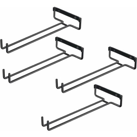 Ahlsen – Porte-verres à vin en fer noir – Lot de 4 accroche-verres pour étagère – Résistant à l'oxydation et à l'abrasion – Pour cuisines et bars