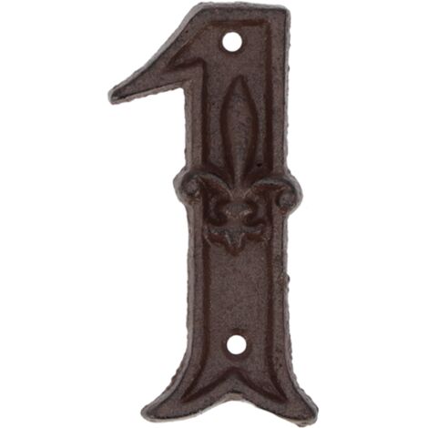Numéro de maison en fonte chiffre 1 – Motif fleurs de lys – Dimensions 11,4x4,9x1 cm – Résistant aux intempéries – Best For Boots