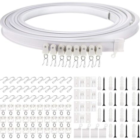 Houhence – Rail de plafond pliable pour rideaux incurvés – PVC nano synthétique et acier doux – Longueur 5 mètres – Installation facile et pliage sans effort - Diviseur-5 (1/5)