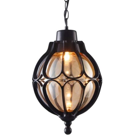 Lumière extérieure étanche en verre et aluminium – Suspension E27 résistante à la neige et à la rouille – Pour cour, villa, balcon, terrasse, jardin
