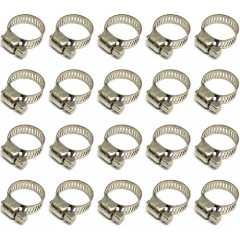 20 Pièces Collier De Serrage Tuyau, Collier De Serrage Tuyau Réglable 12-20mm, 304 Collier De Serrage Inox, Collier Serrage Métallique, Pour Tuyau, Home Gaz, Famille Tuyau D'eau, Câble, Robin (1/5)