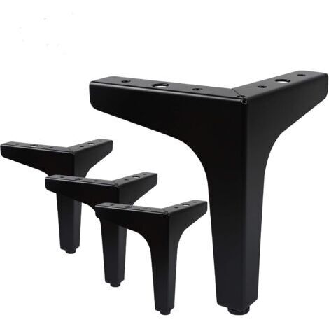 Lot de 4 Pieds de Meubles Charge Jusqu'à 600 KG, Pied de Table Modernes en Métal en Forme de Triangle,Pied Meuble Épingle pour Placard, Canapé,avec 4 Protège Pieds, Noir(17cm) (1/5)