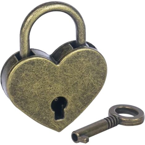 Cadenas décoratif vintage avec clé en forme de cœur Bronze (1/5)