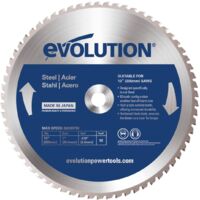 Lame de scie circulaire TCT 255mm – 52 dents – Alésage 25,4mm – Pour coupe acier – Vitesse max 5200 tr/m – Evolution Power Tools