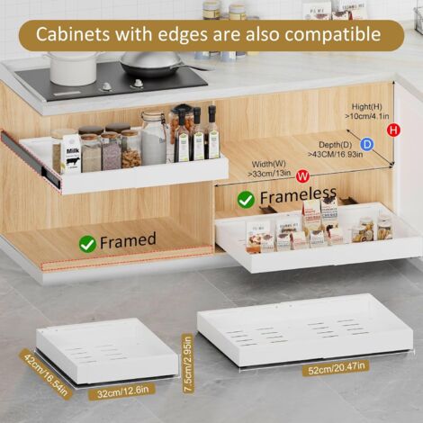 2 cajones de cocina telescópicos de 32–52 cm, con doble riel reforzado ...