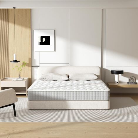 Ressorts Matelas 140x190cm Épaisseur 20 cm DEWINNER , Matelas à Ressorts Ensachés et à Mémoire de Forme, Dureté Moyenne, Matelas 7 Zones, Soutien Parfait, Respirant