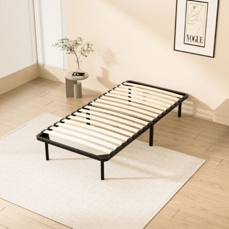 Teeno – Sommier 90x190cm à lattes en bois – 16 lattes – 6 pieds en acier renforcé – Montage rapide – Pour adulte