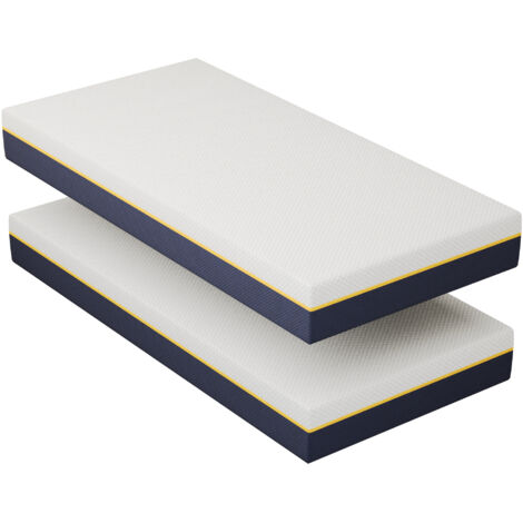 DEWINNER Matelas en Mousse à Mémoire de Forme 90x200 cm, Lot 2, Haut 17 cm, Double Matériau, Fibre De Charbon De Bambou, Fermeté Moyenne, Anti-humidité, Hypoallergénique, Housse Amovible et Lavable (1/5)