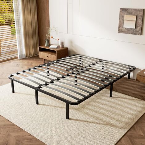 Dewinner – Sommier 160x200 cm métal 9 pieds – Cadre acier 30x30x1,2 mm – 2x14 lattes en bois de peuplier – Capacité 300 kg – Montage rapide