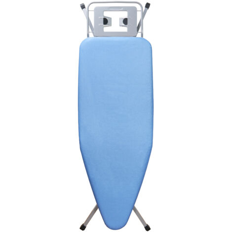 STANEW Table à repasser 120 x 45 cm, Housse de table à repasser Comfort avec Housse en 100% Coton, Table à Repasser Pliable avec Repose-Fer, Planche à Repasser Pliable,Pieds Antidérapants Bleu