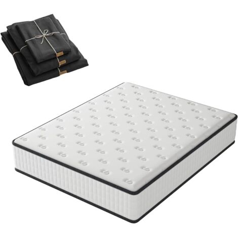 DEWINNER Matelas 140x190cm, Épaisseur 16cm, 2 Personnes, Parure de lit+Housse Couette+Housse d'oreiller, Adapté aux Chambres d'hôtes/Appartements studiotels/hôtels/ménages(140x190x16)